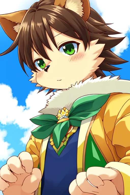 ((best quality)), ((masterpiece)), (detailed), perfect face, Furry, anthropomorphic Wolf, Russet fur, dark brown hair, dark green eyes, 6'1 and 173 lbs, by Rin Suzuka, Art by Sosuke Toka, Art by Nishiya Futoshi, art by Yusuke Matsuo, Art by Toshie Kawamura, art by Yoshihiko Umakoshi, Art by Yukiko Nakatani, art by Naoyuki Asano, perfect shading, soft shading, soft colors, vivid colors, pastel colors 