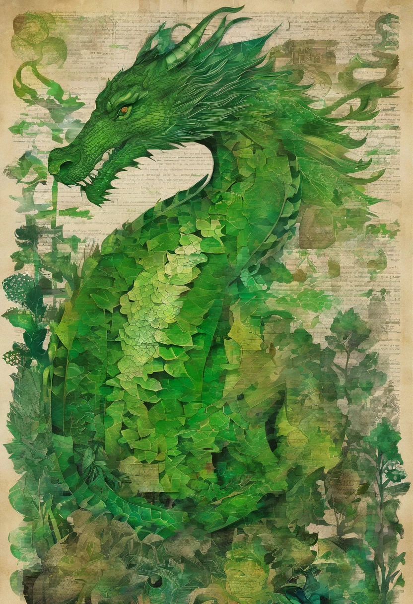 dragon digne authentique vert irlandais vert émeraude, look at the truth, posture lumineuse, green forest background ::2 colorful ink painting ::2 art fantasy