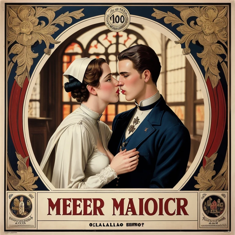 ((mejor calidad)), ((Obra maestra)), (detallado), cara perfecta. 1000 AD. male gay priest, vintage poster deSign, in ornament victorian time, with fetish erotic only gay porn
