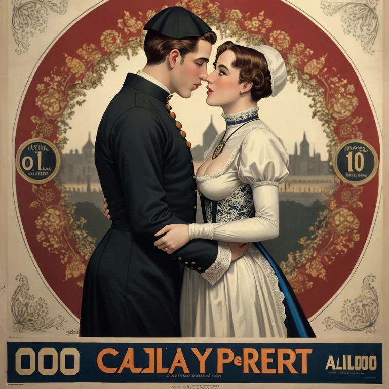 ((mejor calidad)), ((Obra maestra)), (detallado), cara perfecta. 1000 AD. male gay priest, vintage poster deSign, in ornament victorian time, with fetish erotic only gay porn