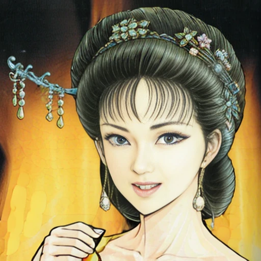 NSFW,a mature female,{full_nude},{full_body},big nipple,Pubic hair of the same color as the hair,red cheek, crying, open mouth,skinny,sit on chinese traditional style bed,{best quality}, {very aesthetic}, {ultra-detailed}, {best illustration},ancient chinese traditional costume,Undressing