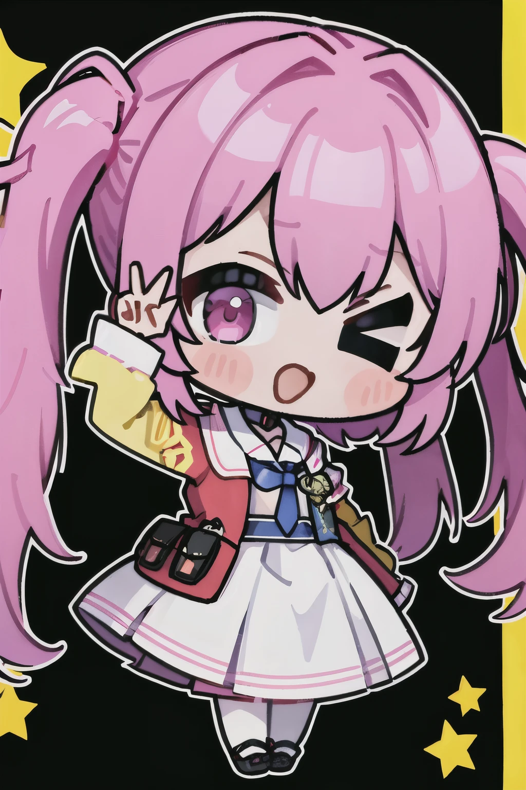 (masterpiece, best quality:1.2), 1girl, solo,ciallo, chibi, full body