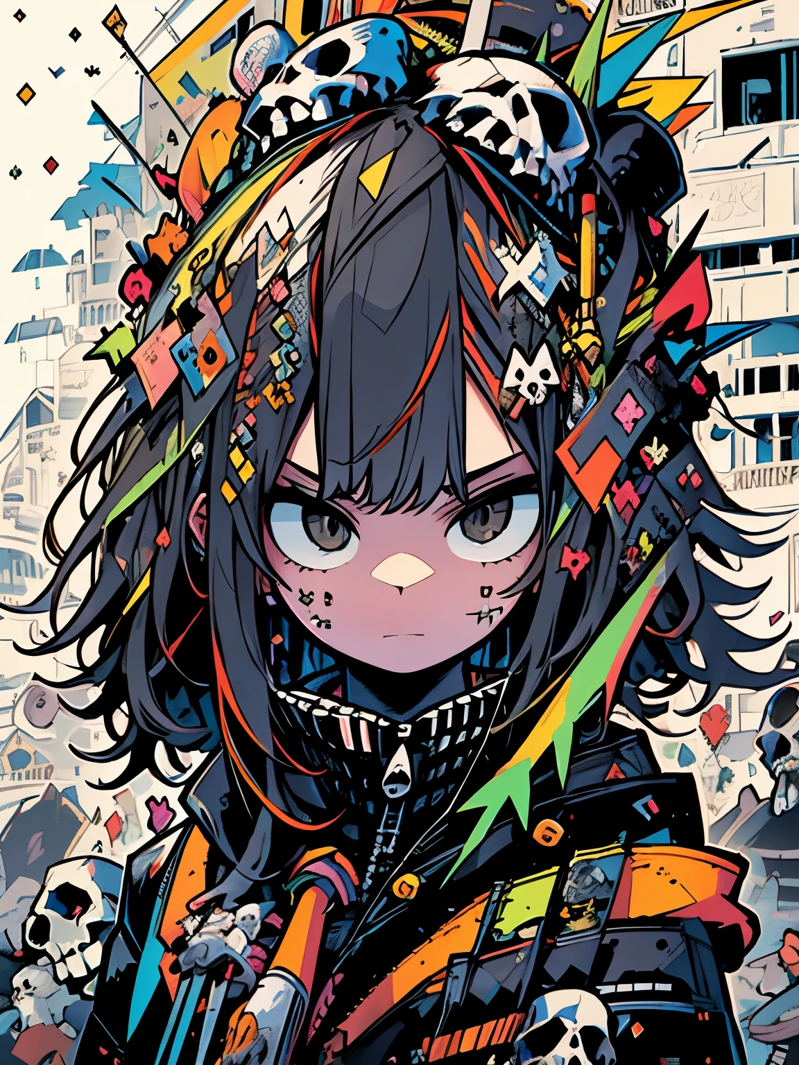A close up of a person with a bunch of stuff on their head - SeaArt AI