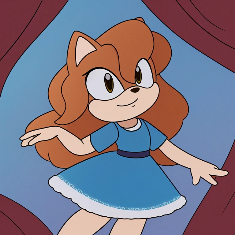 persian cat, white cat mobian, 1girl, fluffy hair, blue dress, fluffy tail