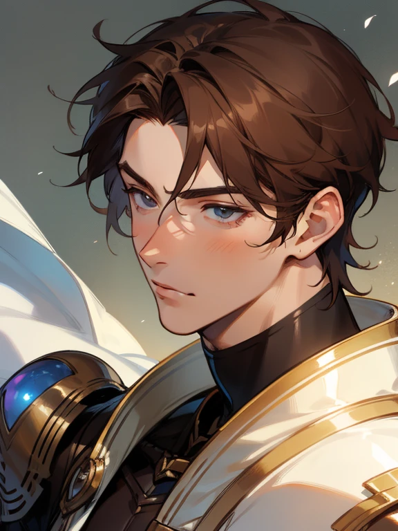 1boy,matured male,beautiful face,handsome man,brown leather armor,brown hair,Ultra Detail,Haig Quality,sketch,Pearl skin,Dynamic Angle,Japan Anime,