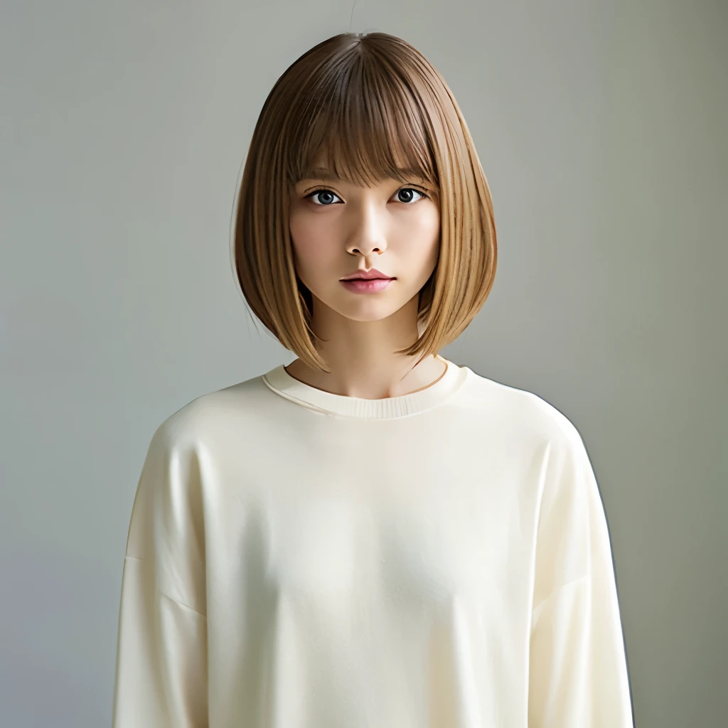quality、Silence、Calm、clear、modern、Long sleeve、Japanese、２０generation、woman、Short Hair、Blonde Hair、front、kind
