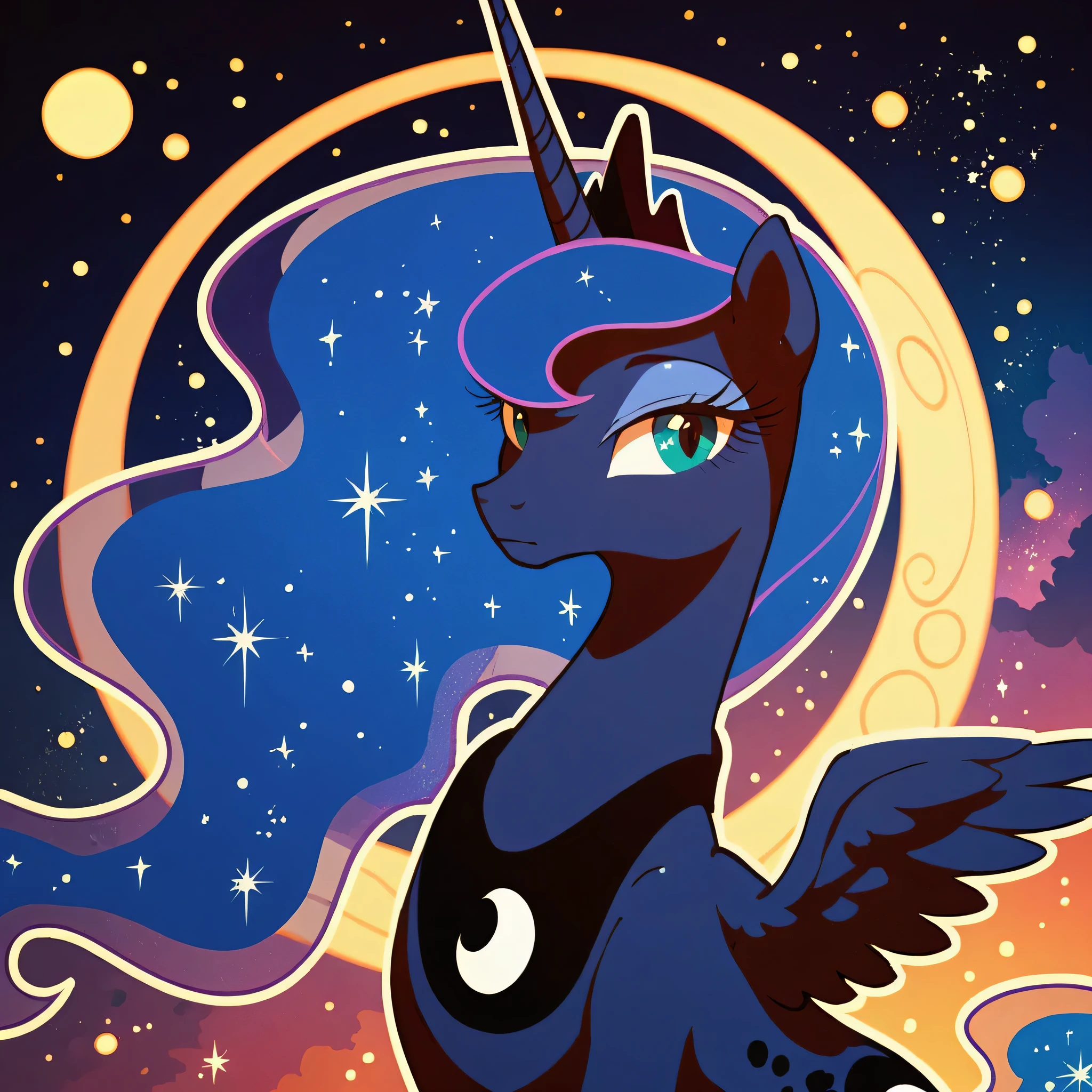 score_9, score_8_up, score_7_up,  Princess Luna, cosmic background
