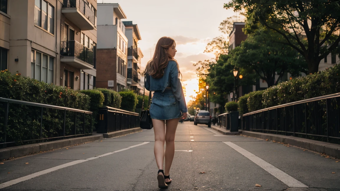 anime; city; sunset; spring time; pink roses; 