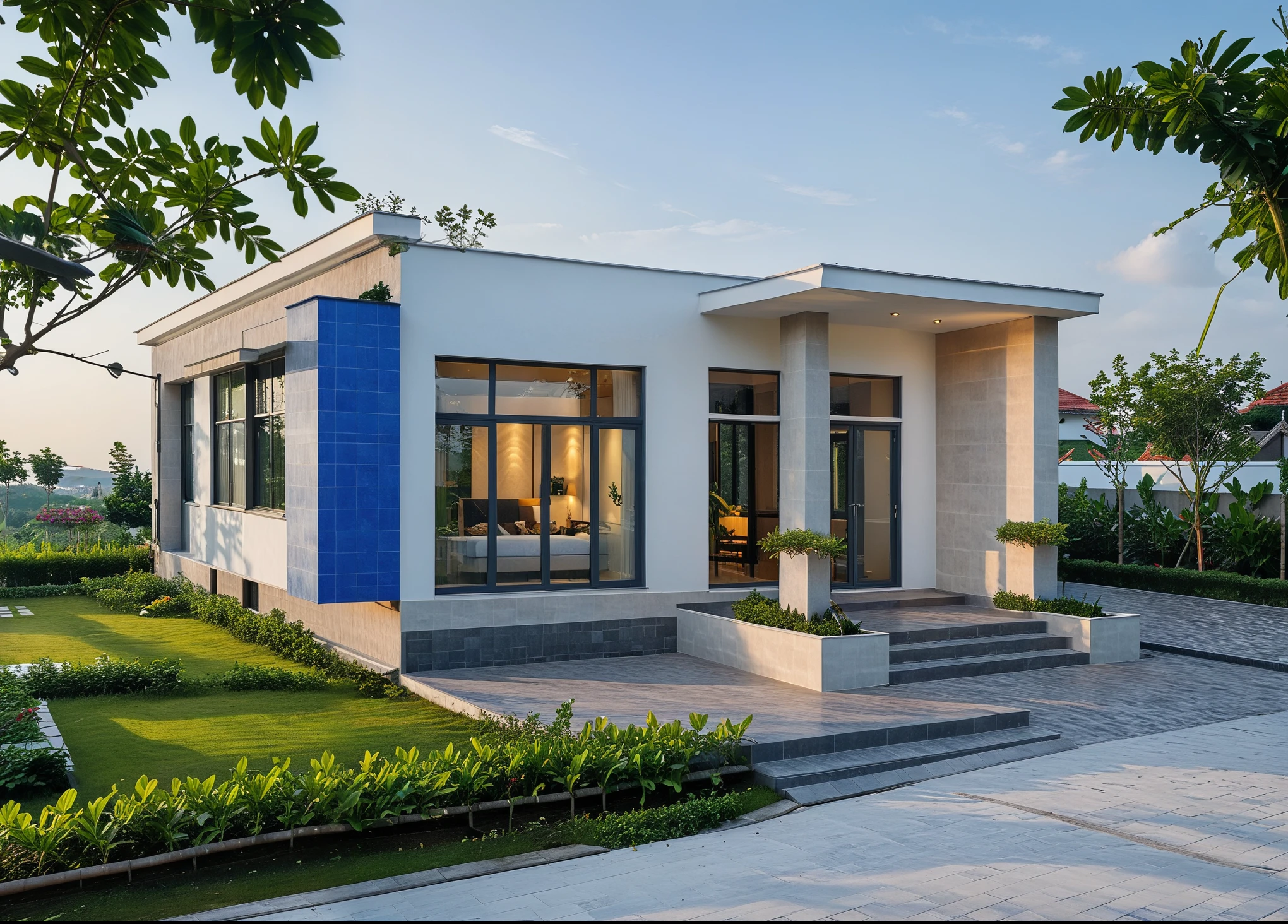 house, Villa, home , roof tile blue