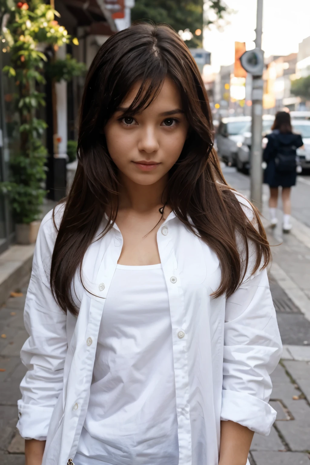 Cute girl in white clothes