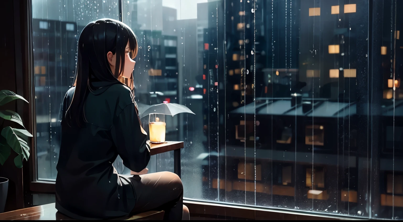 You are sitting in a cozy cafe in a rainy city, Watching the raindrops dripping on the window、Listen to the soothing sound of rain。. Sudden, You notice a stranger sitting next to you, As the superficial atmosphere becomes even stronger、Someone who starts talking about their life. what does this person have to say、how do you react to it???