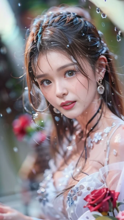 (highest quality、8k、High resolution、masterpiece:1.2)、Young and beautiful woman、huge breasts、(reach sexual climax), Point of interest: 1.2, perfect body beauty: 1.4, bottom: 1.2, ((Layered haircut)), (Wet clothes: 1.1), (rain, road:1.3), (chest: 1.2), (Hanfu: 1.2), bare shoulders, Bare legs, Highly detailed facial and skin textures, good eyes, Double eyelids, Whiter skin, long hair, (shut your mouth: 1.5), (bokeh background: 1.5), Big chest、(reach sexual climax:1.5)、(Luxury Lingerie)、(Heavy rain:1.55)、(Motion Blur Effect:1.5)、(Wet body)、(Wet Hair)、Gardenia-style straight hair、neon、(Looking at the camera)、( When taking photos, Look up from the ground and focus on your crotch.), Ultra high res.photorealistic:1.4,UHD