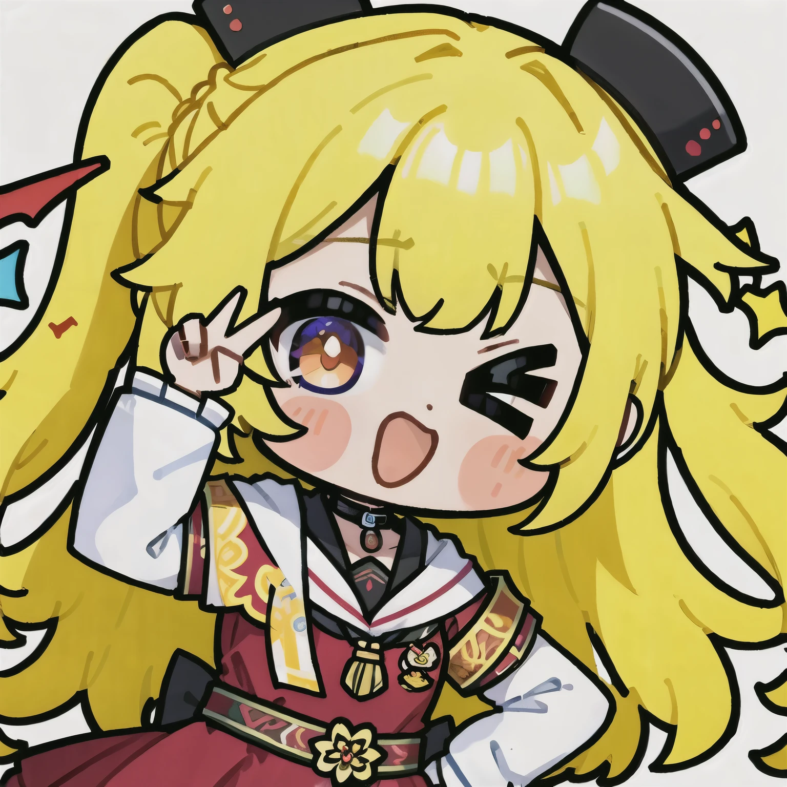 (masterpiece, best quality:1.2), 1girl, solo,ciallo, chibi, one eye closed, diffraction spikes background