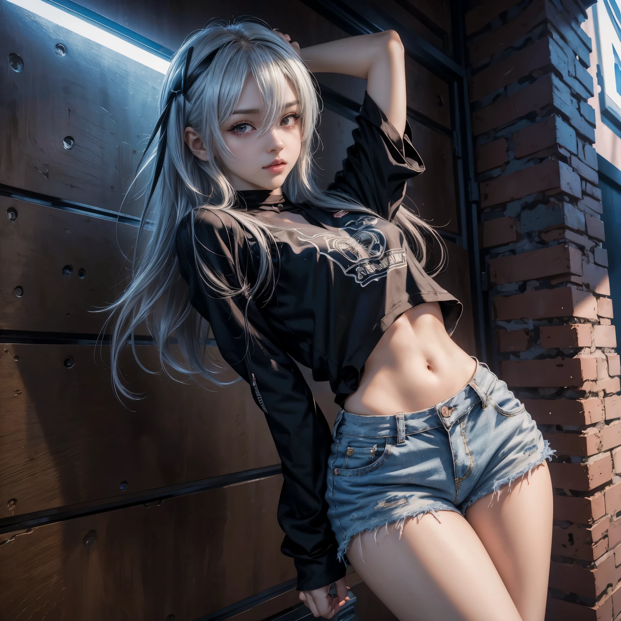 anime girl in a black top and denim shorts posing for a picture, seductive anime girl, realistic anime 3 d style, anime style 4 k, realistic anime artstyle, anime style. 8k, ilya kuvshinov. 4 k, attractive anime girl, smooth anime cg art, anime realism style, badass anime 8 k, 4k anime wallpaper