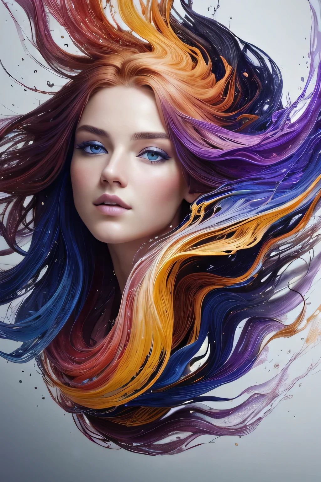 Colorful beautiful girl: a giru 18-years old, messy hair, oil painting, nice perfect face with soft skinice perfect face, blue yellow colors, light purple and violet additions, light red additions, intricate detail, splash screen, 8k resolution, masterpiece, cute face,artstation digital painting smooth veryBlack ink flow: 8k resolution photorealistic masterpiece: intricately detailed fluid gouache painting: by Jean Baptiste Mongue: calligraphy: acrylic: watercolor art, professional photography, natural lighting, volumetric lighting maximalist photoillustration: by marton bobzert:, complex, elegant, expansive, fantastical, wavy hair, vibrant, Best quality details, realistic, High definition, High quality texture, epic lighting, Cinematic film still, 8k, soft lighting, anime style, masterful playing card border, random Colorful art, oil painting, blue yellow colors, light purple and violet additions, light red additions, intricate detail, splash screen, 8k resolution, masterpiece, artstation digital painting smooth veryBlack ink flow: 8k resolution photorealistic masterpiece: intricately detailed fluid gouache painting: by Jean Baptiste Mongue: calligraphy: acrylic: watercolor art, professional photography, natural lighting, volumetric lighting maximalist photoillustration: by marton bobzert:, complex, elegant, expansive, fantastical, vibrant