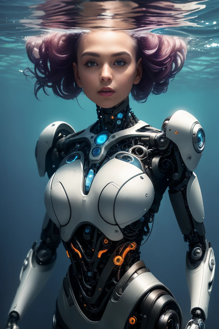 Cyborg Girl is the perfect combination of human beauty and technological strength. Her skin and prosthetics create a unique look where elegance and power intertwine. She swims in the water with grace, exploring the underwater world, and uses her abilities to protect the environment. Her presence symbolizes the fusion of man and technology, demonstrating the potential of modern development.