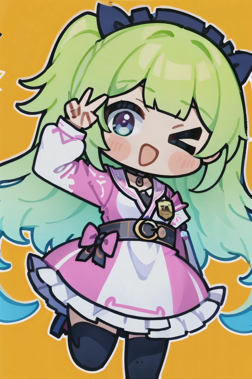 (masterpiece, best quality:1.2), 1girl, solo,ciallo, chibi, full body