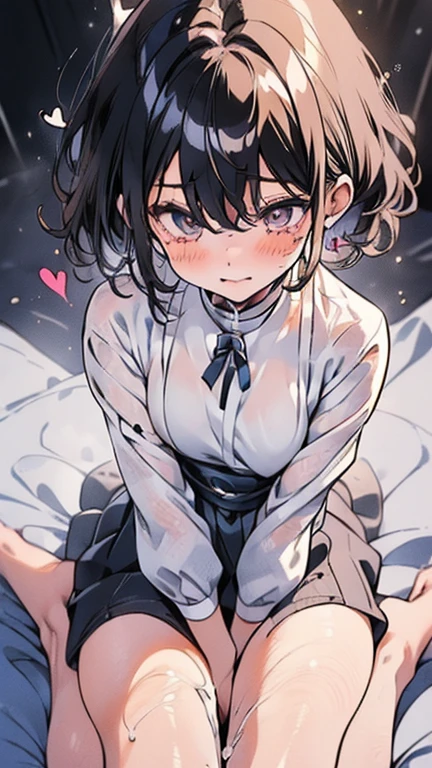 in love, masterpiece, 1girl, megumin's style,((sex)), female, 1boy,, moviment, rough, shocked, laying,(chongyun),genderbent, short_hair, (blue_eyes),digtal art, blushing, shocked , missionay, bedroom, BREAK , bed, huge ,expressive eyes, lewd, puffy, innocent,global illumination, hdri, subsurface scattering, masterpiece, 4k, raytrace, beautiful, sharp, smooth skin, bloom, anime, perfect face, night BREAK (gentle, feminine, delicate)