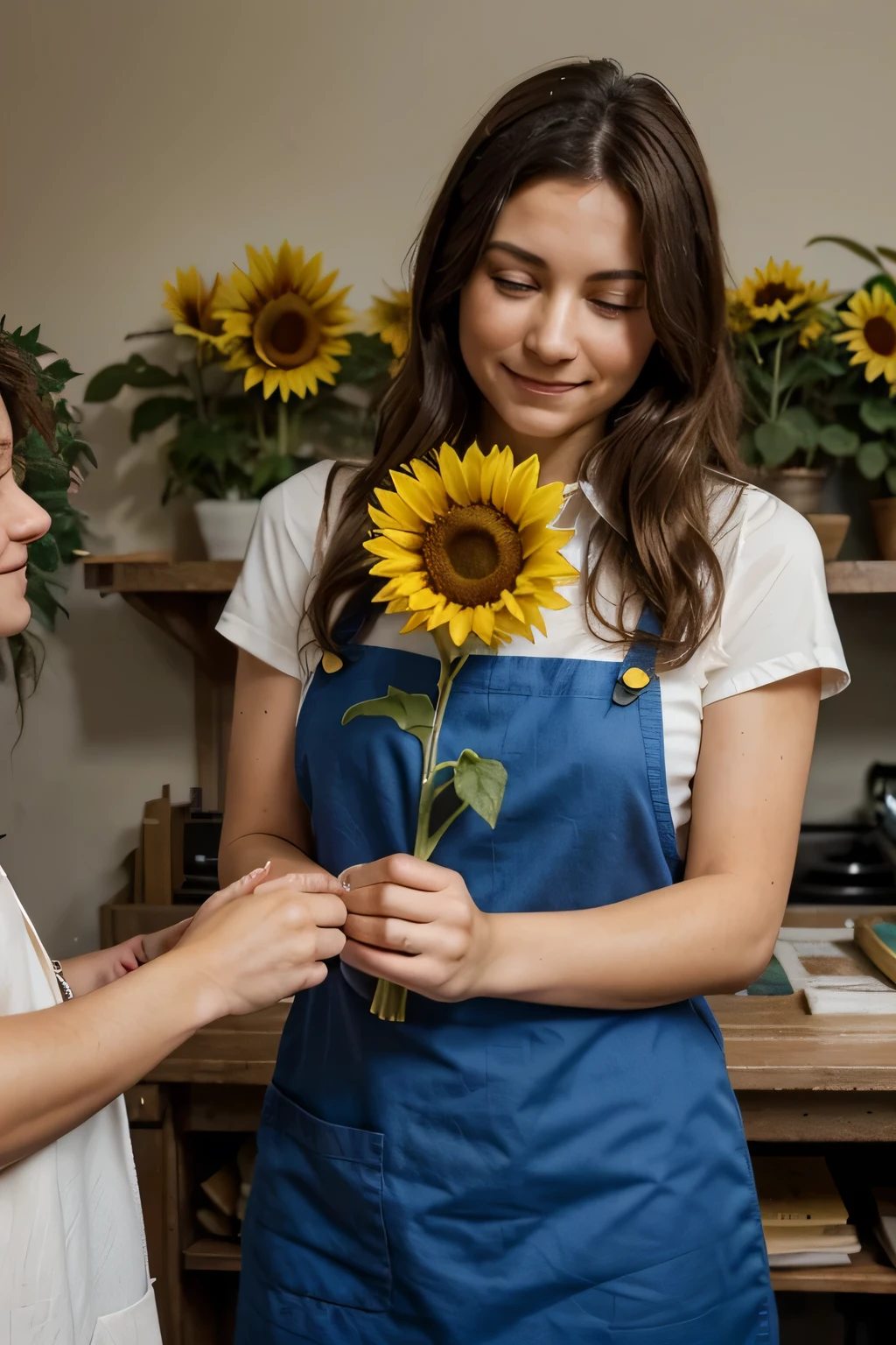 Amelia, a florist with dirt under her fingernails, fumbled for the perfect sunflower. A hand brushed hers, warm and calloused. There stood Daniel, the gruff bookshop owner, a hesitant smile on his lips. "That one," he said, his voice a comforting rumble. "Reminds me of your smile." The world shrunk to their hands, brushing again as Amelia wrapped the flower. In that silent exchange, a seed of love bloomed brighter than any sunflower.