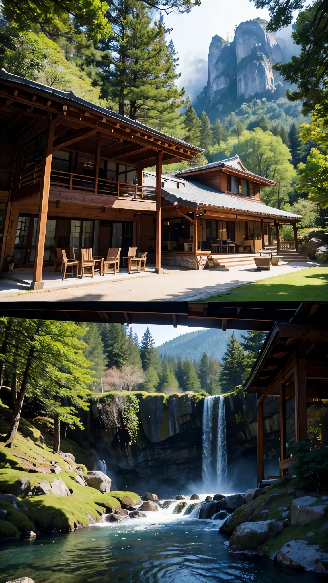 Beautiful images,A breathtaking picture of a waterfall cascading down a mountain range.、A quaint house built on a vertical cliff、A big inspiration for vertical wallpapers。This 4K and 8K masterpiece、The crystal clear water of the waterfall flows gracefully down the mountain.、Because it creates a dramatic and aesthetically pleasing scene、Showcasing the intricate details of scenic backgrounds。Fine lines and textures are rendered accurately.、It has a matte finish that accentuates the realistic and immersive feel。The house is decorated in warm colors.、Decorated with beautiful gardens and chimney smoke gently wafting the cool mountain air.、Blending seamlessly into the environment, Colorado's natural wonders