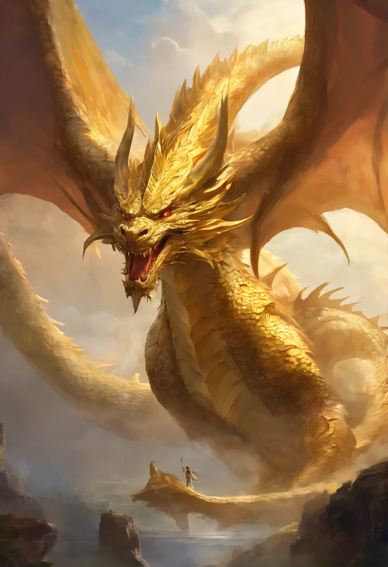 dragon、gold、The face is large and facing forward、Economic fortune