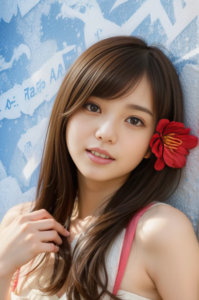 A woman in AL-Arafad poses for a photo with a flower in her hair, Ayaka .Ogata Aoi, young asian girl, Young Asian woman, Ayami kojima amano, Beautiful Japanese girl face, Takano Aya, Young cute pale Asian face, a Young Asian woman, Ayami, Qingdao Chiho, Yazawa Ai