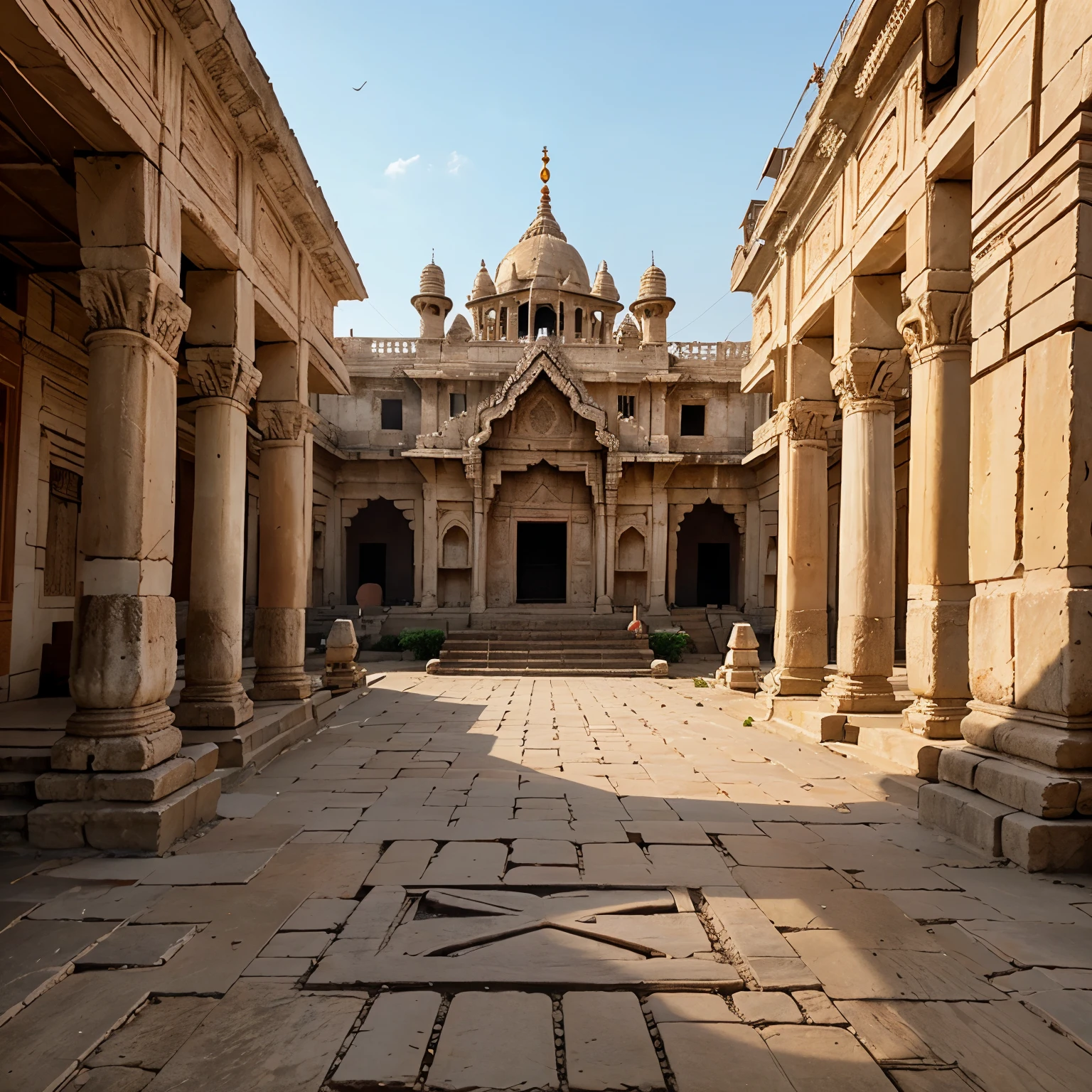 A cartoonic picture of besutiful ayodhya temple for logo