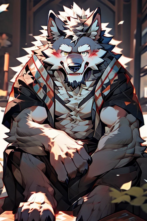 solo, male, werewolf, ((mature and older werewolf with muscular and bulky, burly build)), canine, facial hair covering a black beard, blushing, chest and stomach hair, smiling with happiness, grey fur covering his fluffy body and fluffy legs, splayed legs spread wide, laid on his back, looking directly at the viewer, facing viewer in a passionate and raw display, nude, big penis proudly on display, bedroom setting.
This solo male werewolf exudes maturity and power with his muscular build and burly stature. The grey fur covering his body.