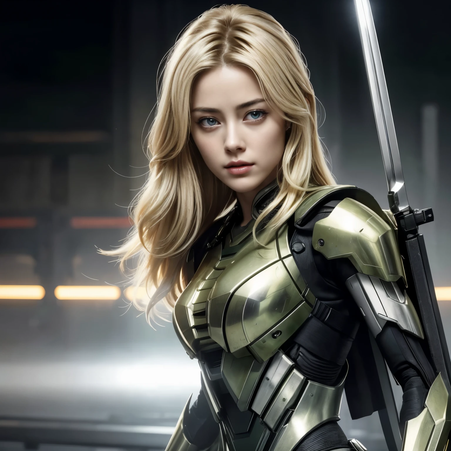 Amber Heard, She breast size is M cup, full body, she very sexy, she have perfect body, she so beautifully,She have good eyes,She is full of charm, her poses are beautiful, close up, Masterpiece, best quality, cinema, official art, propaganda art, cinema Wallpaper, Very detailed CG Unified 4k wallpaper., complicated details, white background, upper body, Face focus, concept art, production art, ( , height, (realistic, photo-realistic:1.2), Physical rendering, machinery, reflection, realistic, cyberpunk, symmetric front view close up head shot eyes symmetry face very sharp focus realistic award winning matte drawing movie light 1 boy, Mecha, (illustration: 1.1), Thin, big breasts, Beautiful skin, delicate face, king robe, shine, tight pants, (long blonde hair), green eyes, battlefield, chip, shine, long sword