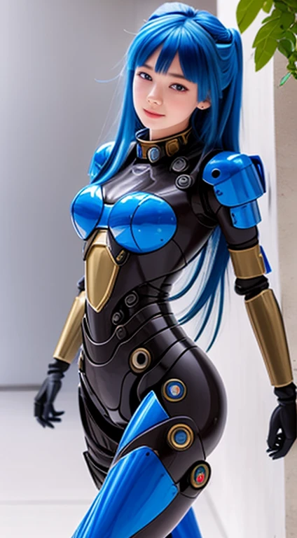 Blue hair mecha girl