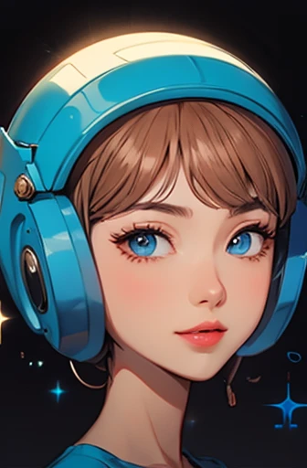 Black background Headgear and clothing are blue smile