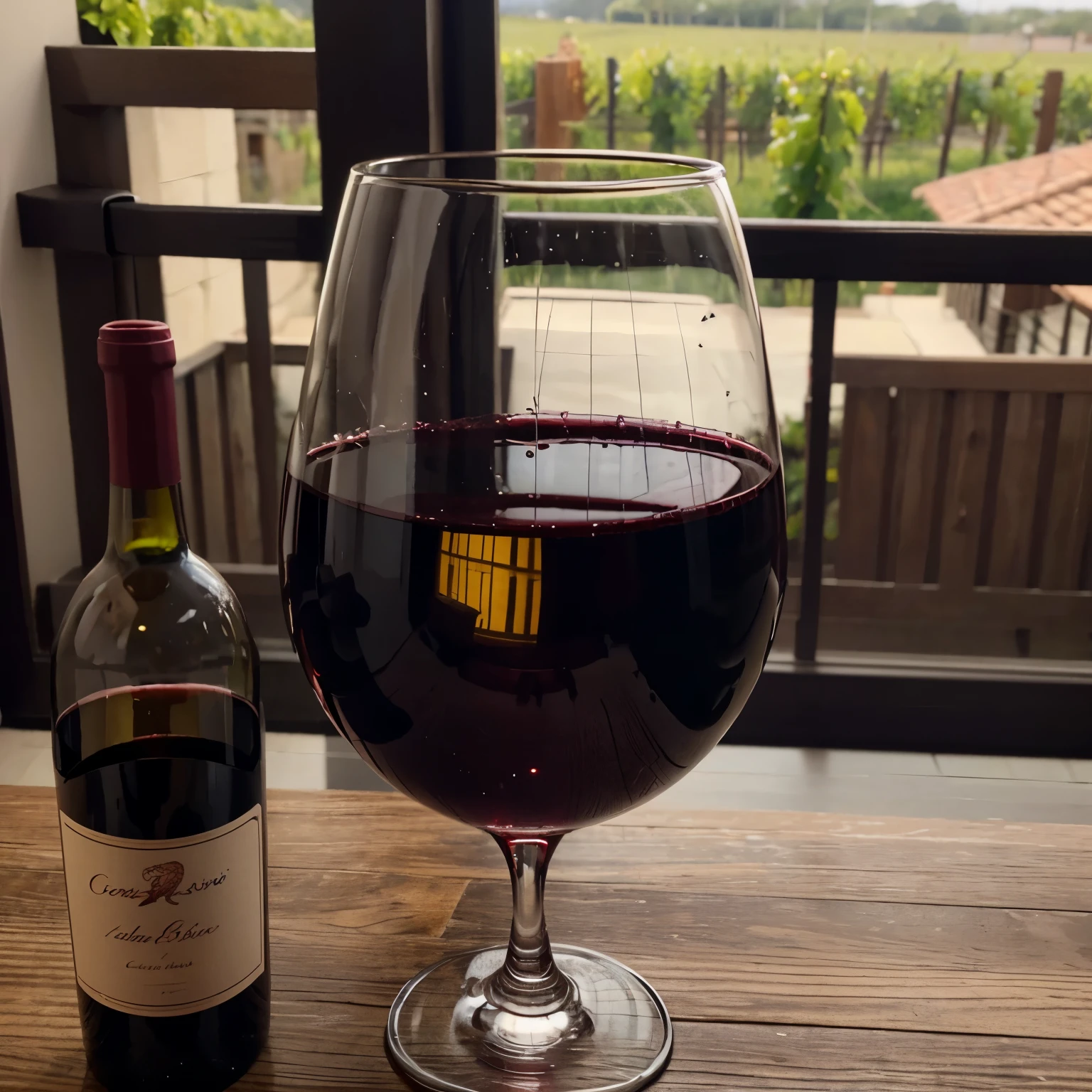 Wine glass from bird perspective