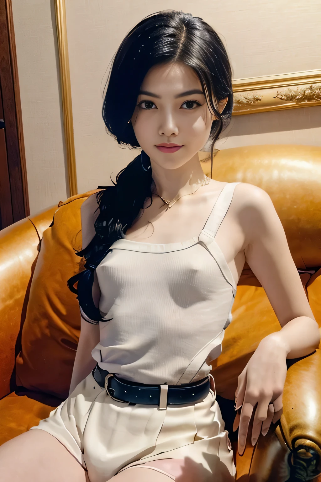 (detailed skin:1.2),(shiny skin:1.1),8k,best quality, masterpiece, ultra high res, moody lighting,(photorealistic:1.4), RAW photo,(soft saturation:1.3),(fair skin:1.2),2women,Japanese,gyaru,makeup,(lipstick:1.1),(eyeliner:1.2),mascara,eyeshadow, glamor,Slender body,blonde hair and brown hair, chignon, BREAK wearing detailed tiered dress, silk dress,one-shoulder dress, BREAK exclusive night club, sitting leather sofa, champagne bottle,wine glass,(smile),(braless),