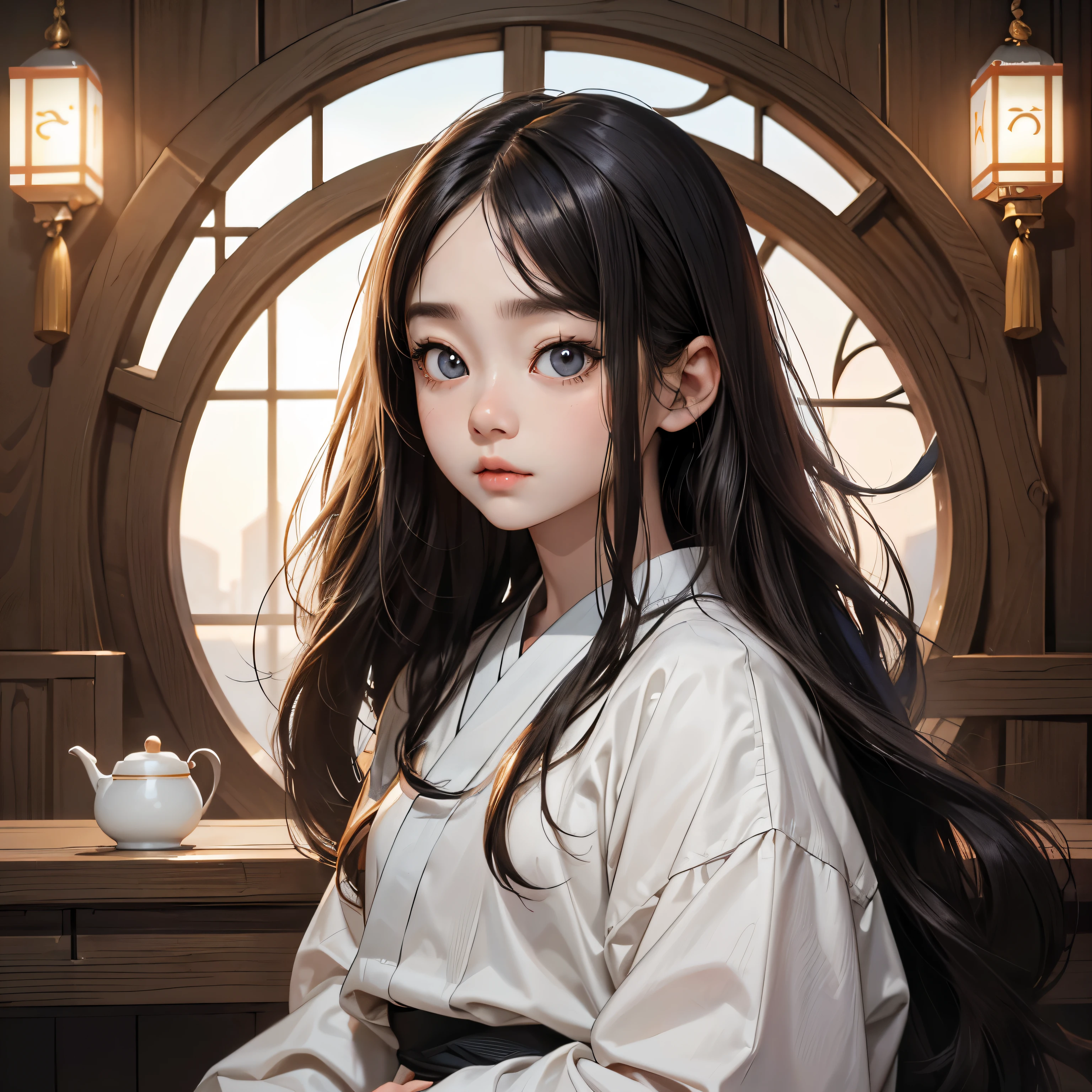 there is a woman with long hair and a white shirt, young lovely Korean faces, Shin Jinying, wan adorable korean face, jaeyeon nam, Cute natural anime face, girl cute-fine face, cute delicate face, hwang se - on, Korean symmetrical face, Kawaii realistic portrait, cute korean actress, young cute wan asian face, ulzzangs