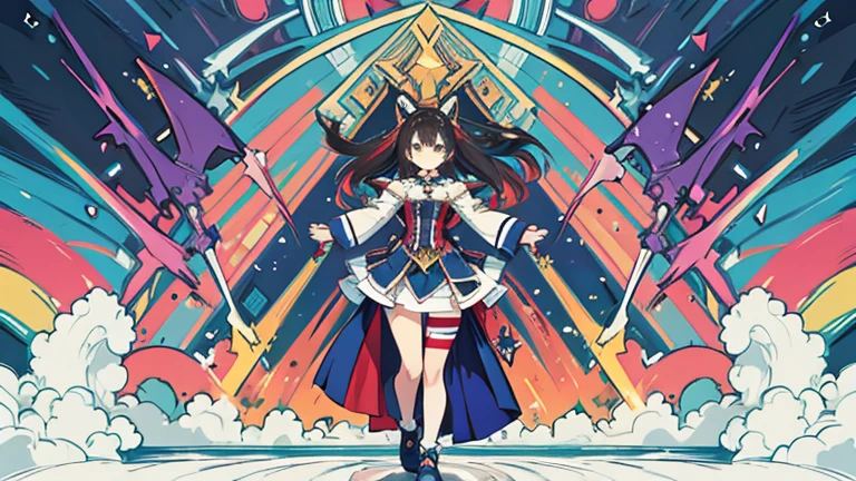 masterpiece, highest quality, Dynamic pose, Dynamic Angle, Remains, Dynamic Background, Multicolored background, One girl, Are standing,