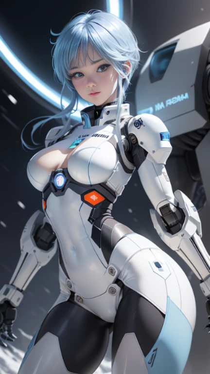 Snow eyes, Snow Woman of the Gospel World, Medium blue with white stripes, ((Best quality)), ((masterpiece)), (detailed: 1.4), Robot pilot woman defined muscular body, Neon Evangelion style, Half bare thighs, Keep your mouth shut, Sexy, Muscles covered by technical clothing, (((Medium breasts)) perfect, Wide neckline, ((Light blue and white striped clothes)), Argentina, Soft tones, (((Robotic Arm))), There is an airplane wing on the back, Sky blue hair with highlights, Short underwear, Garter belt, For many, Rainbow--V5, Close to reality, Best quality, almost naked, psychology, Blushed, happy, Strike sexy poses, Psychedelic Background, 2-piece outfit, dibujos de sol de la bandera de Argentina, Cyberpunk, Dark blue sun bra, (((Argentina国家队球衣颜色的服装))), Pointed shoulder pads, blue eyes without pupils, HDR (High Dynamic Range),Ray Tracing,NVIDIA RTX,Super Resolution,Unreal 5,Underground diffusion, PBR Textures, Post-processing, Anisotropic filtering, Depth of Field, Maximum clarity and sharpness, Multi-layered textures, Albedo and Specular Maps, Surface shading, Accurate simulation of the interaction between light and material, proporciones perfectas, Octane Rendering, Dual color lighting, wide opening, Low ISO, White Balance, Rule of Thirds, 8K Native, Crysis Nano Armor