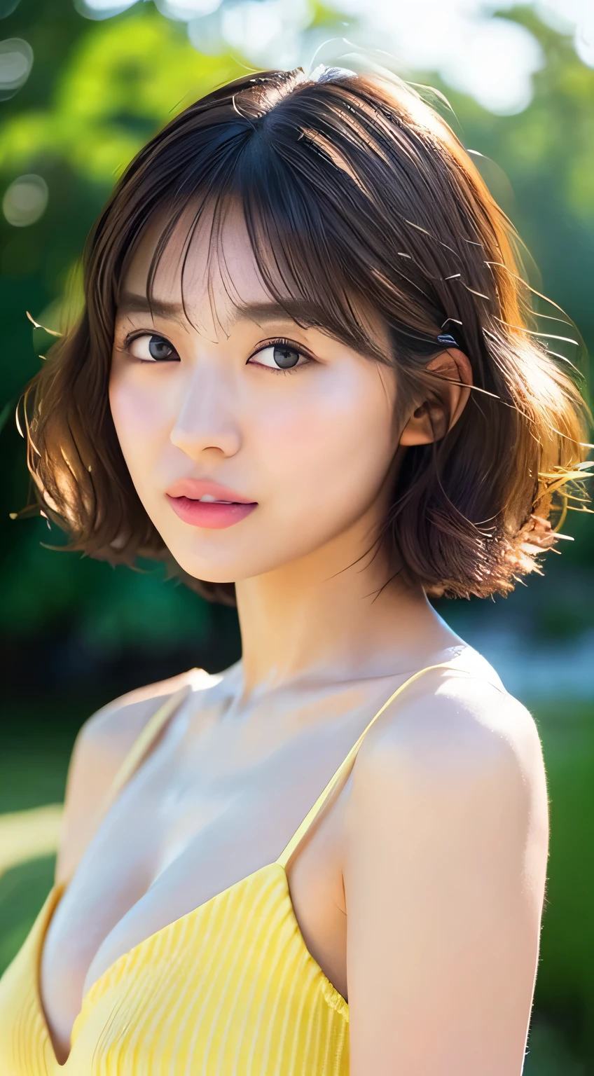 ((Realistic lighting、highest quality、8k、masterpiece:1.3))、Clear focus:1.2、One Girl、Perfect figure:1.4、Slim Abs:1.1、((Dark brown hair))、(outside of home、night:1.1)、street、Very beautiful face、I narrowed my eyes.、double eyelid、don&#39;t expose your skin,

Supple body :1.3, Model Body Type:1.5, Perfect Style：1.4, 
Narrow shoulders, Beautiful clavicle, Thin arms, Long, slender legs, 
Slender figure, The beauty of slim abs :1.2, Thin waist :1.2, 
Ultra-detailed skin, Fair skin, Glossy Skin, Ultra detailed face, 
Slim face contour, beautiful small face, Beautiful lined nose, 
Ultra-detailed eyes, Slit eyes, Brown eyes, double eyelid, Beautiful thin eyebrows, fine long eyelashes, 
Ultra-detailed lips, plump thick lips, glossy pink lips, Flushed Cheeks, White teeth, 
Beautiful actress&#39;s ennui makeup, pink lipstick, 
Dark Brown Hair, Delicate soft hair, Hair blowing in the wind, 
(Medium Short Hair, Elegant curly hair:1.2), 
Layered Cut, (Blunt bangs:1.2), 
Cute smile, Mouth half open, A dreamy look, ((Staring at the viewer)), 
(((Photorealism,Shoot the whole body from the thighs:1.2))), ((The body is facing sideways)), 
Dynamic Lighting, 

(Dressed up in a vibrant yellow-green tight nightgown:1.2), 

((Raise your face slightly)),
((Kiss the viewer:1.2)),
((Squinting)), 
((pursing lips:1.2)),
((Fingers touching lips)), 
((Blushing)),
((Facial expression during orgasm)),
((The cleavage is fluffy)), 
((Plump nipples:1.2)), 
((Pinching nipples with fingers)),
((small pink areola)),
((Pay attention to the nipples)),
((Your body is wet)), 

Eco and bright background