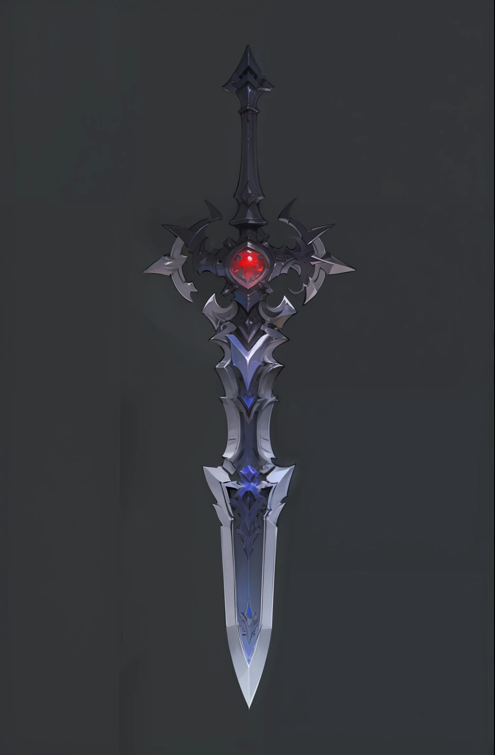 a close up of a sword with a red and blue design on it, Sword weapons, sword design, World of Warcraft Blizzard Weapon Art, fantasy sword, beautiful sword, Fantasy Blade, huge sword, large sword, fantasy sword of warrior, shinning sword, The style of the Ghost Slayer Blade, Fantasy weapons, Intricate Fantasy Spear, sci-fi sword, sword, big sword