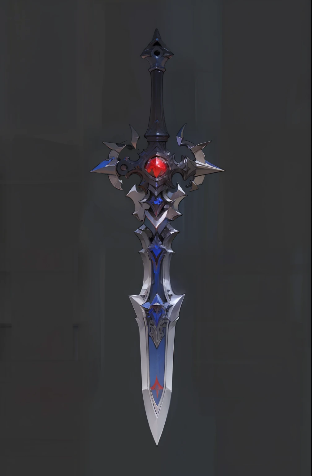 a close up of a sword with a red and blue design on it, Sword weapons, sword design, World of Warcraft Blizzard Weapon Art, fantasy sword, beautiful sword, Fantasy Blade, huge sword, large sword, fantasy sword of warrior, shinning sword, The style of the Ghost Slayer Blade, Fantasy weapons, Intricate Fantasy Spear, sci-fi sword, sword, big sword
