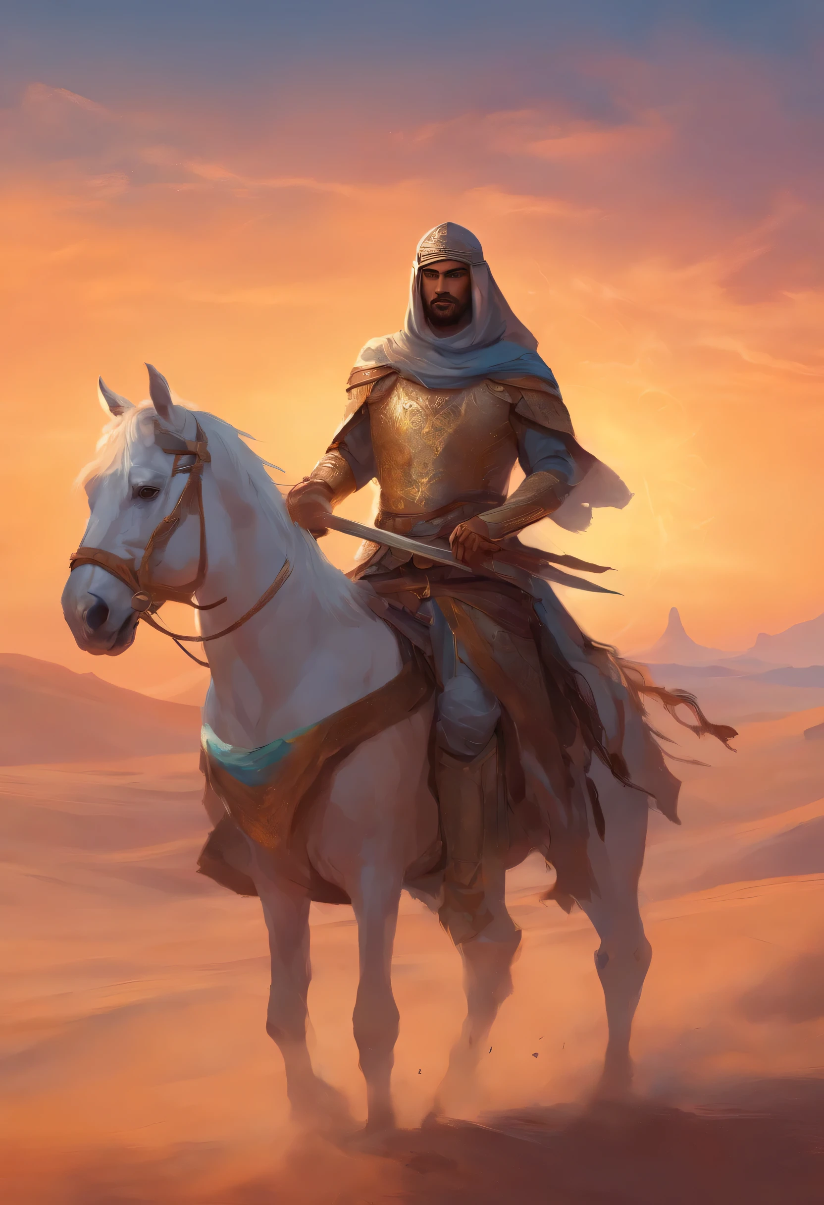 Bedouin Arab knight in the desert