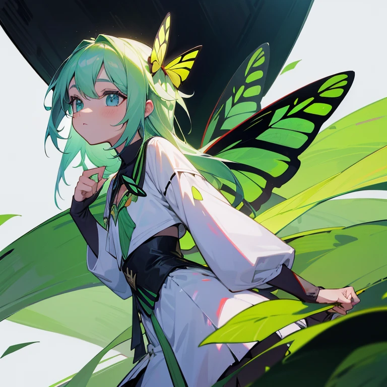 Hada de la naturaleza con rasgos verdes y alas de mariposa