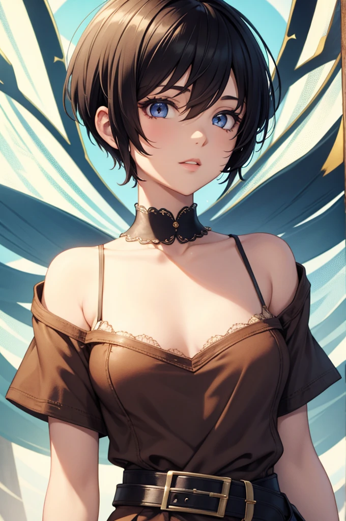 (Close-up、16K、highest quality、high detail、Rich skin details、nffsw)、Watch anywhere、kneel on the ground、obedience、mature woman、very big breasts、parted bangs、leotard、mature woman、brown haired、short hair、amount、blushed、