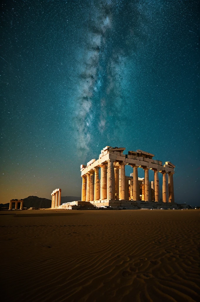 scenery, ancient greece, starry sky, 8k, cinematographic