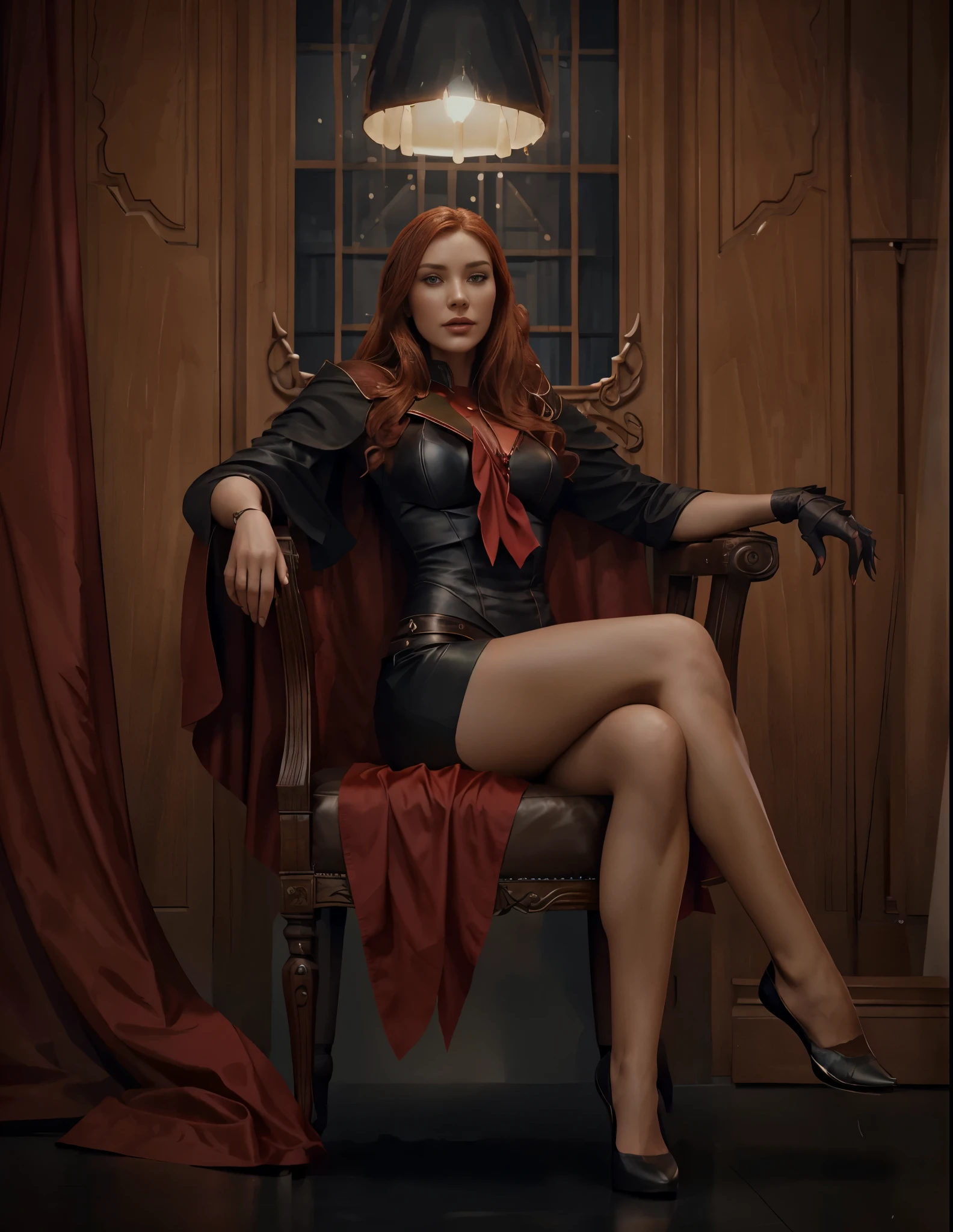 there is a woman sitting in a chair with a red cape, alexandra fomina artstation, charlie bowater rich deep colors, charlie bowater character art, artgerm julie bell beeple, cushart krenz key art feminine, stanely artgerm, charlie bowater art style, in the style artgerm, artgerm style