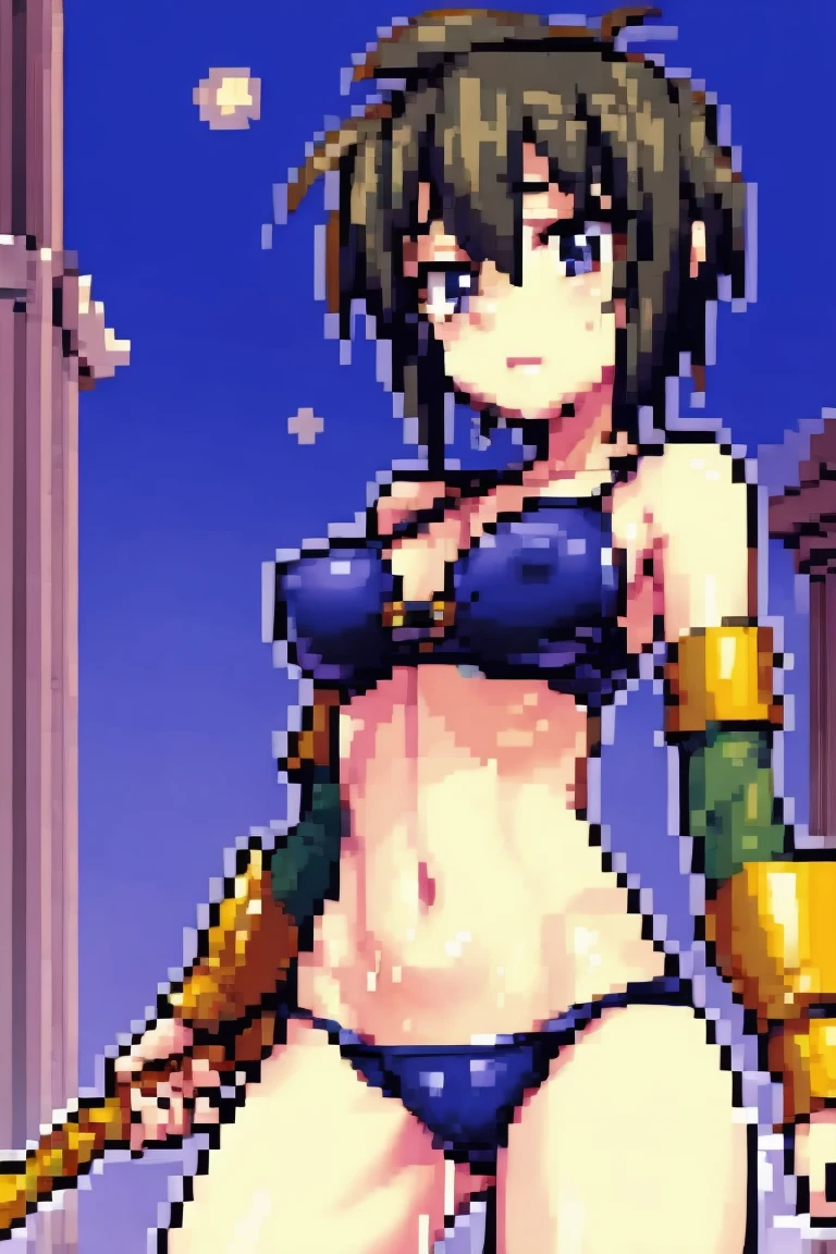 1girl:1.5, masterpiece, best quality, best detail, best proportion, best anatomy, best face, best shaped breasts, armor, black short hair, slanted eyes,  cute, sad, inazuma, inazuma_irotsuki,roto (dq3), cowboy shot, gb, The ruins of the castle, bind, bdsm, cum on all body, cum on face a lot,
