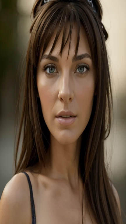 (chef-d'artwork:1.3), (8k, photorealistic, Photo brute, best quality: 1.4), (1fille), A woman with brown hair, yeux scintillants, 40 ans, beau visage, (realistic face), (Cheveux noirs, cheveux longs:1.3), belle coiffure, realistic eyes, Beautiful detailed eyes, (realistic skin), Belle peau,