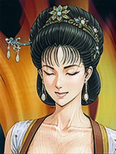 NSFW,Perfect Face,Suikoden,Mrs. Lin,Large areola、Full nudity、Full Body、Thick pubic hair、Cloudy semen overflows from the female genitals、Pubic hair of the same color as the hair、Messy Hair、With eyes closed and panting