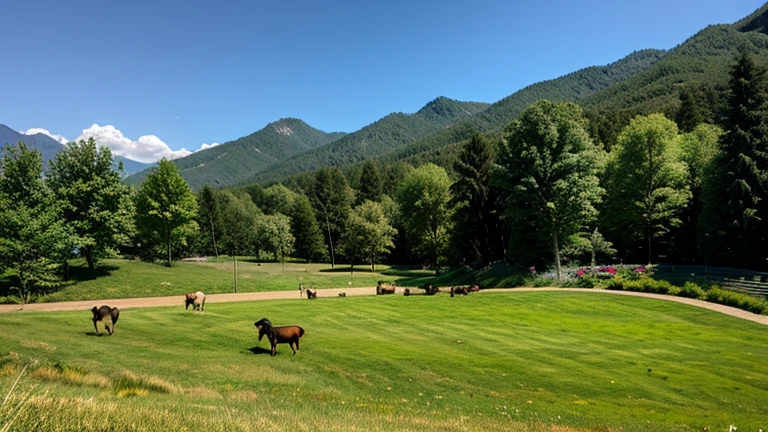 Mountain wilderness。Green grass sunshine