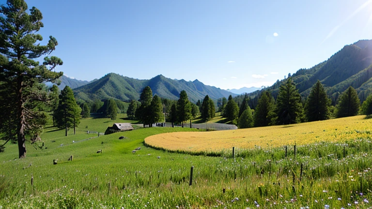 Mountain wilderness。Green grass sunshine