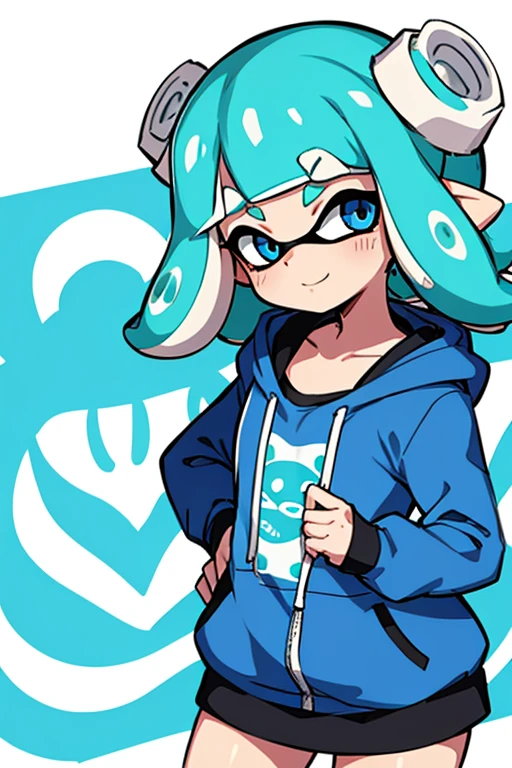 Perms　hair. Splatoon. Inkling.　girl. blue color